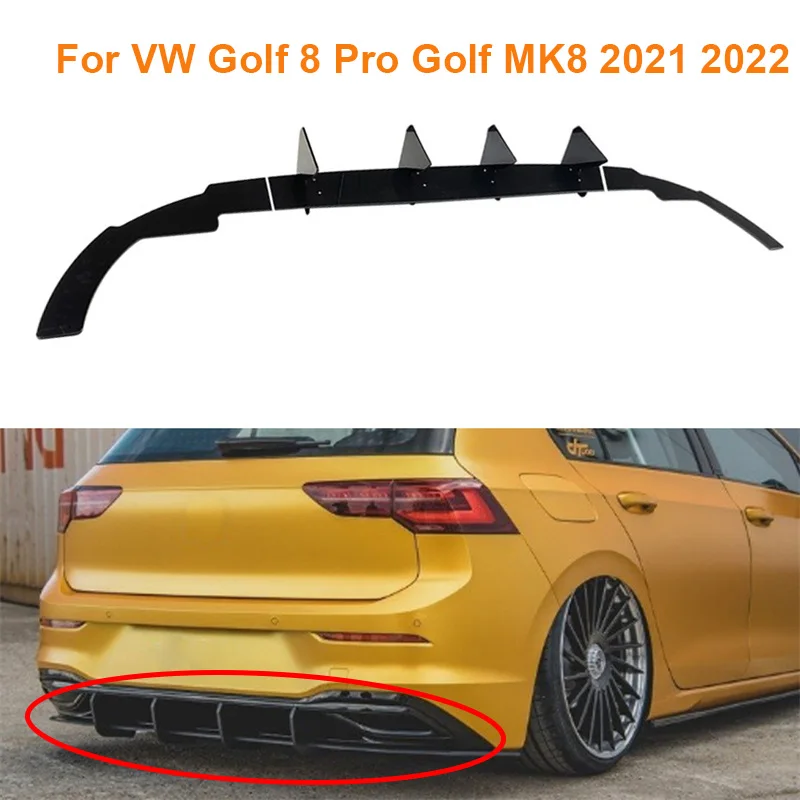 Under Rear Bumper Diffuser Lip Spoiler Protector Rear Side Splitters Canard Deflector For VW Golf 8 Pro Golf MK8 2020 +