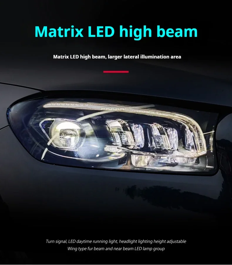 FT أضواء السيارة لمرسيدس بنز GLS X167 المصابيح الأمامية 2020-2024 LED Projetor كشافات النهار تشغيل ضوء اكسسوارات السيارات #3