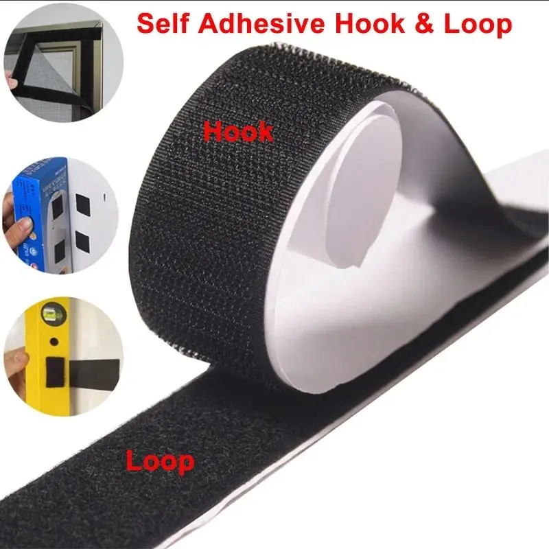 20mm Hook and Loop Strips with Glue Strong Self Adhesive Fastener Double-Side Mounting Tapes DIY Craft Accessories 1/2/5/10/25M