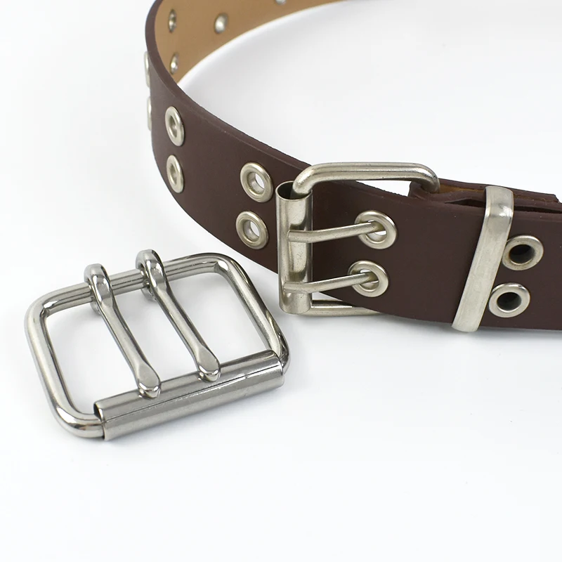 1Pc Meetee 52/60/102mm ステンレス鋼ベルトバックル男性用ダブルピンバックルレザーウェビングトライグライドクラスプ調整ローラーフック