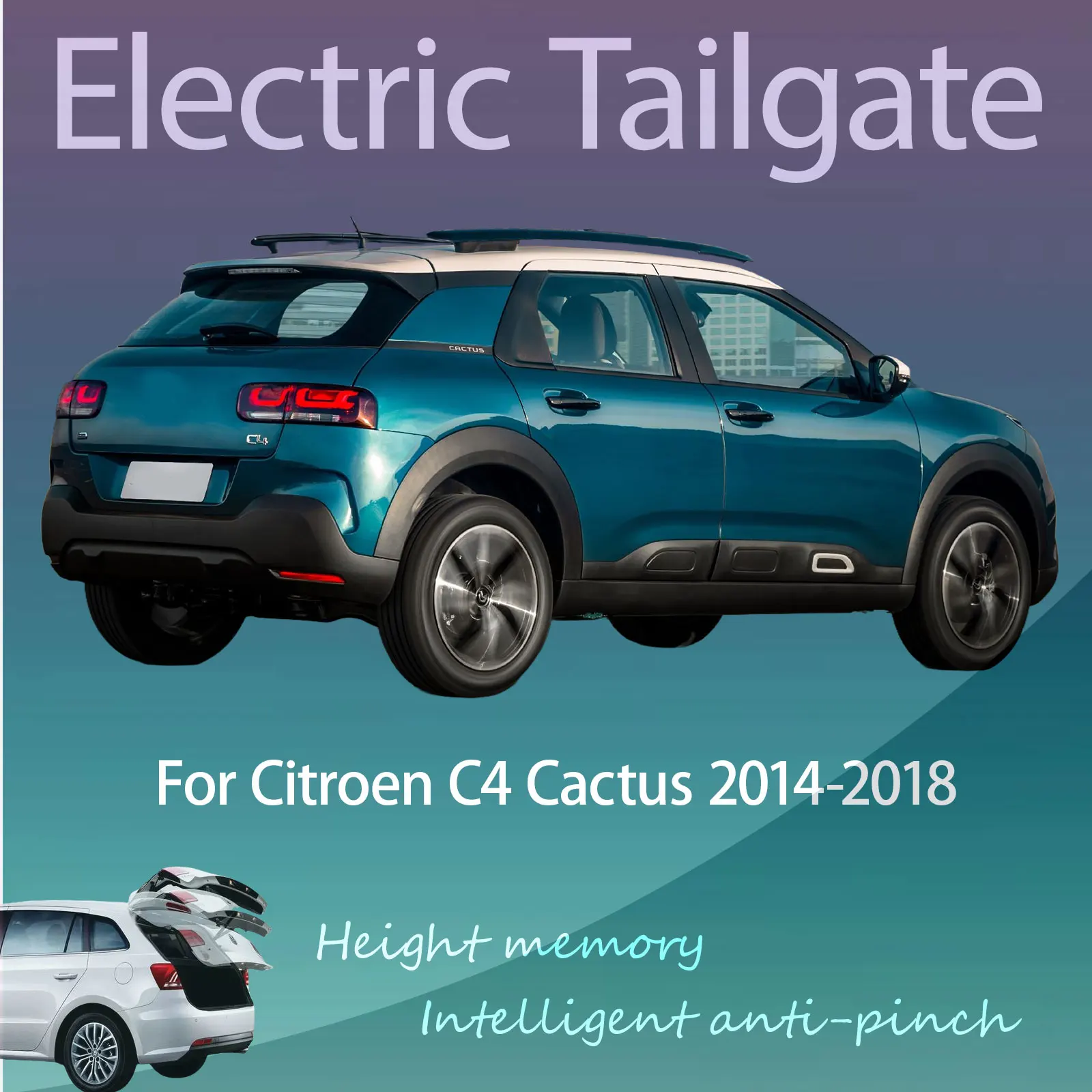 For Citroen C4 Cactus 2014-2017 Electric Tailgate with Sensor Trunk Anti-pinch Memory Height Intelligent Operation