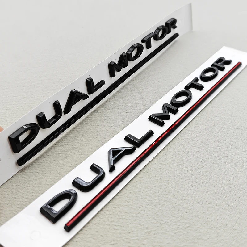 3D ABS Chrom Schwarz Auto Buchstaben Logo DUAL MOTOR Emblem Heckklappen-Abzeichen für Model 3 Y Dual Motor Aufkleber Auto Zubehör – Detail 4