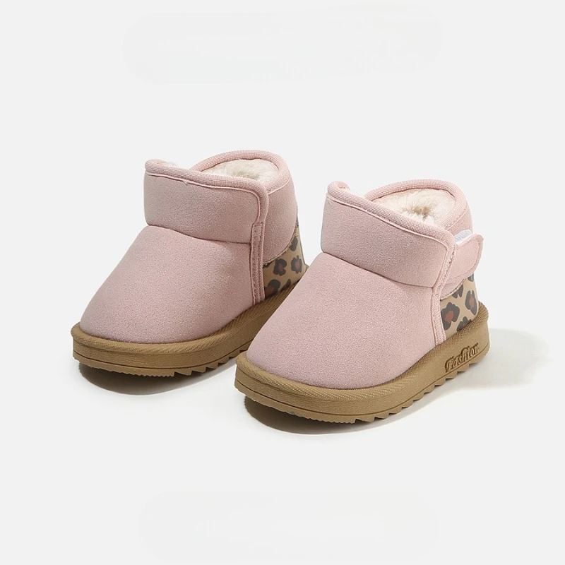 Toddler Kids Winter Snow Boots Leopard Ankle Boots for Boys Girls Outdoor Warm Furry Non-slip Children's Thermal Cotton Boots