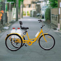 Adult Tricycle 24 Inch 3-Wheel Bicycle with Basket  High Stability pedicab 7-speed Eco-friendly Travel
