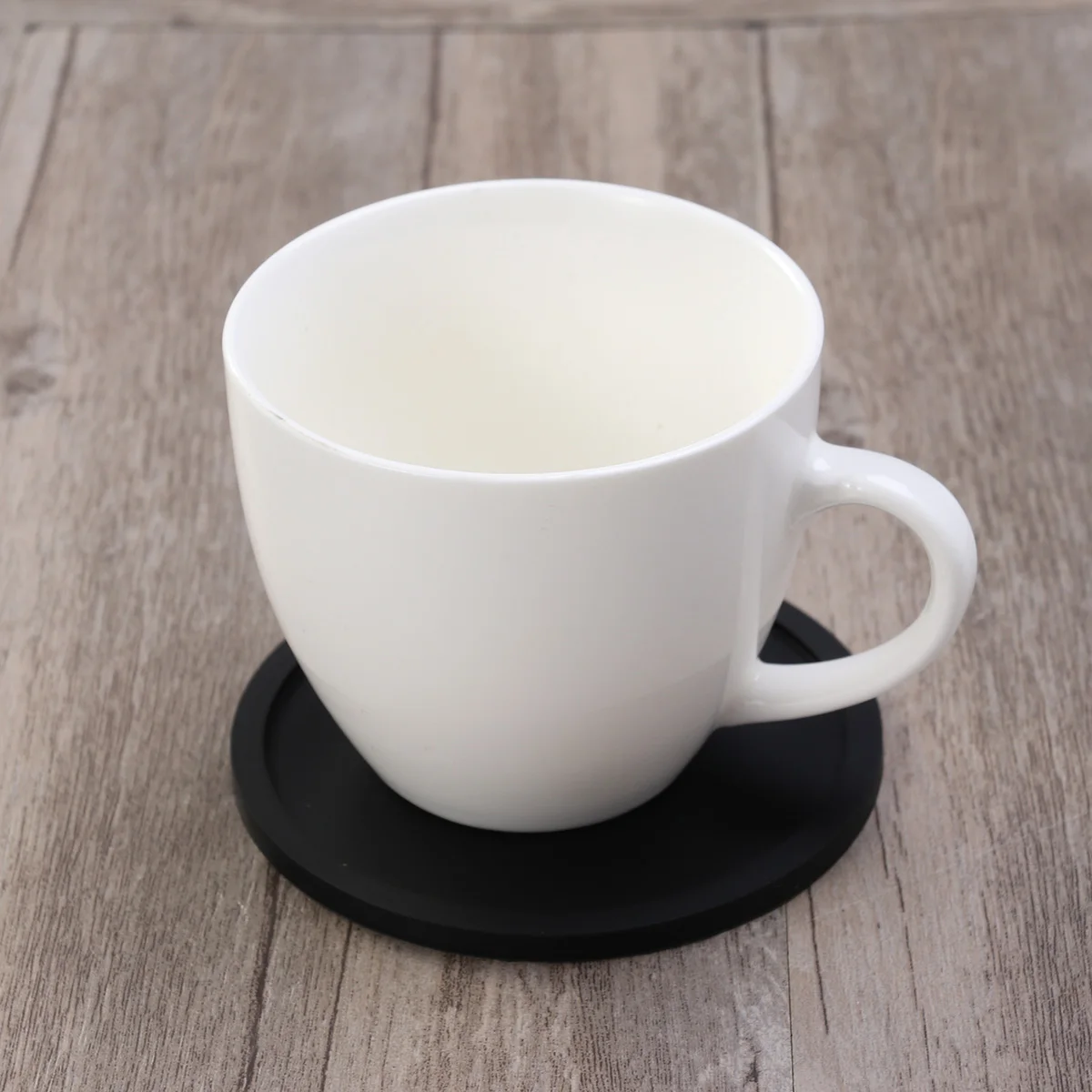 

5Pcs Thickened Silicone Round Cup Mat Set Non-Slip Waterproof Coaster Heat Resistant Coffee Tea Table Pad Black Solid Color