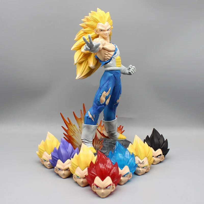 Anime Dragon Ball Vegeta Figures Vegeta Super Saiyan ROSE Action Figures 8 Heads 29cm PVC Model Collection Toys Birthday Gifts