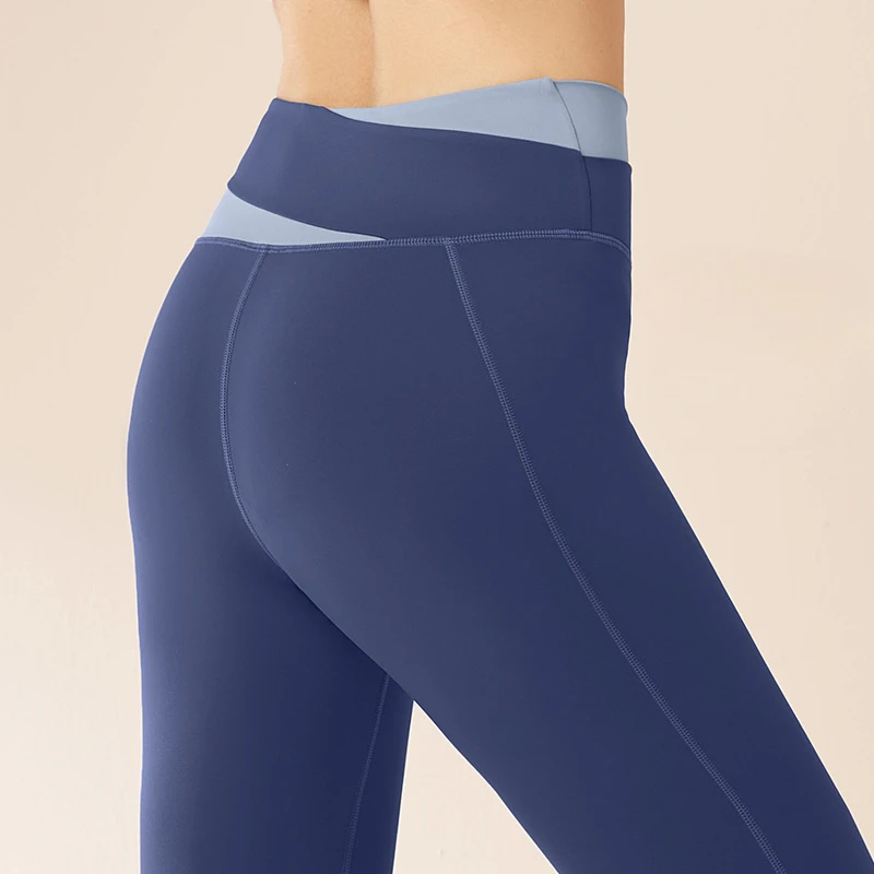 Pantaloni da Yoga a vita alta nudi con coulisse nuova donna pantaloni da palestra con sollevamento dell'anca ad asciugatura rapida Leggings da corsa stretti pantaloni sportivi per le donne Q502