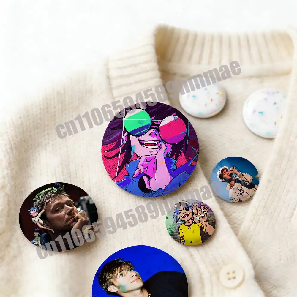 For D-Damon Albarn G-Gorillaz  Emblem Round Pins Insignia Badge Cover Ornament 32mm Brooch Button Cosplay