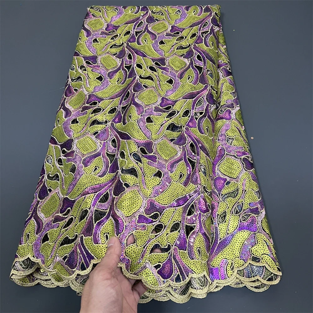 

Африканское нигерийское кружевное полотно с вышивкой, высокое качество, французский тюль, для свадебных и праздничных платьев, с пайетками, органза, 5 ярдов, 2026