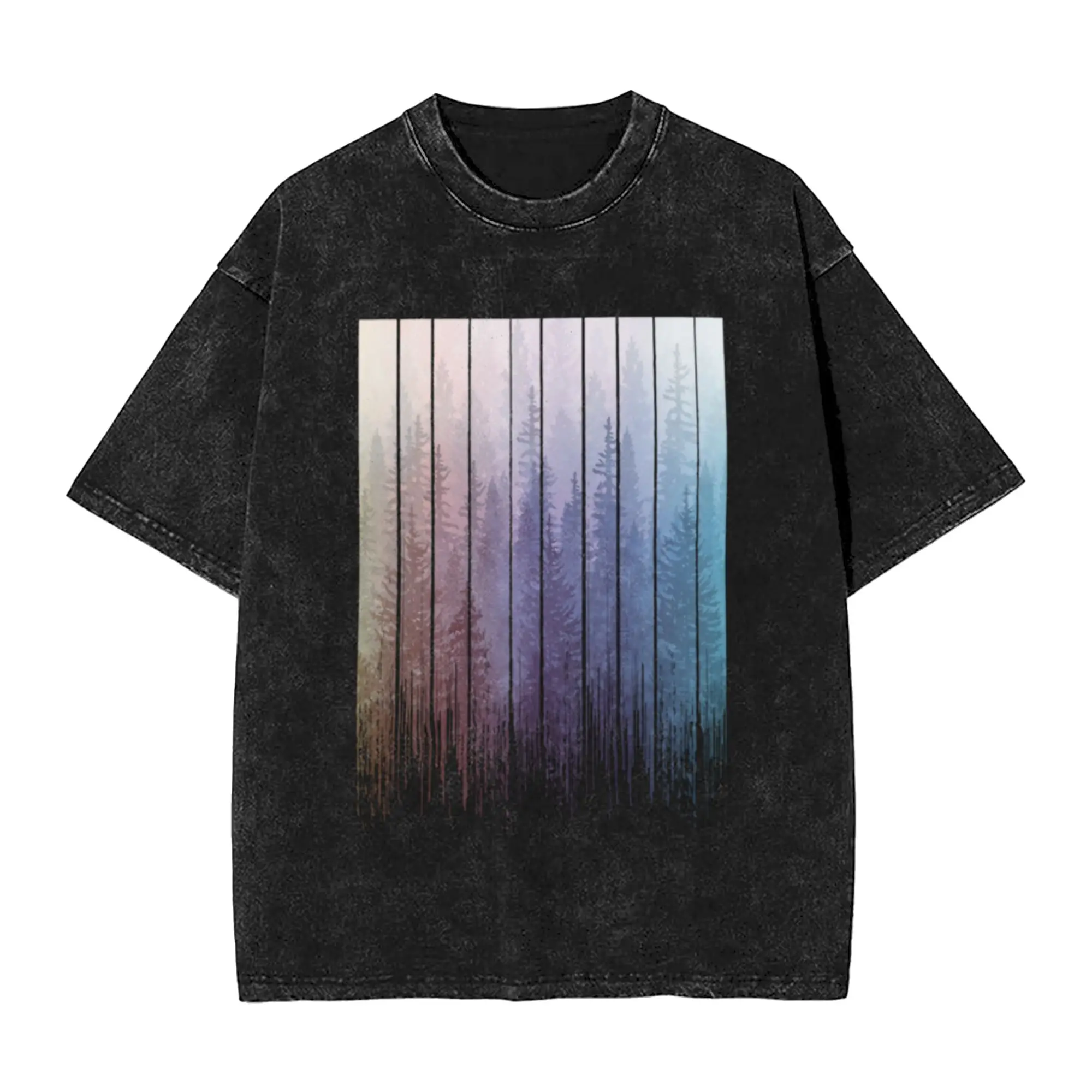 Grunge Dripping Rainbow Misty Forest Unique Chic A Vintage Oversized Cotton Unisex T-Shirts