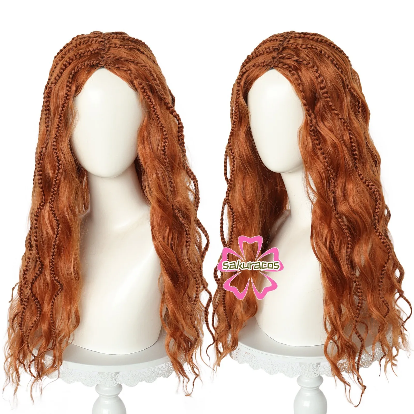 The Little Mermaid Ariel Cosplay Wig Anime Long Brown Synthetic Curly Hair Halloween Role Play Party Accessory Props Gift