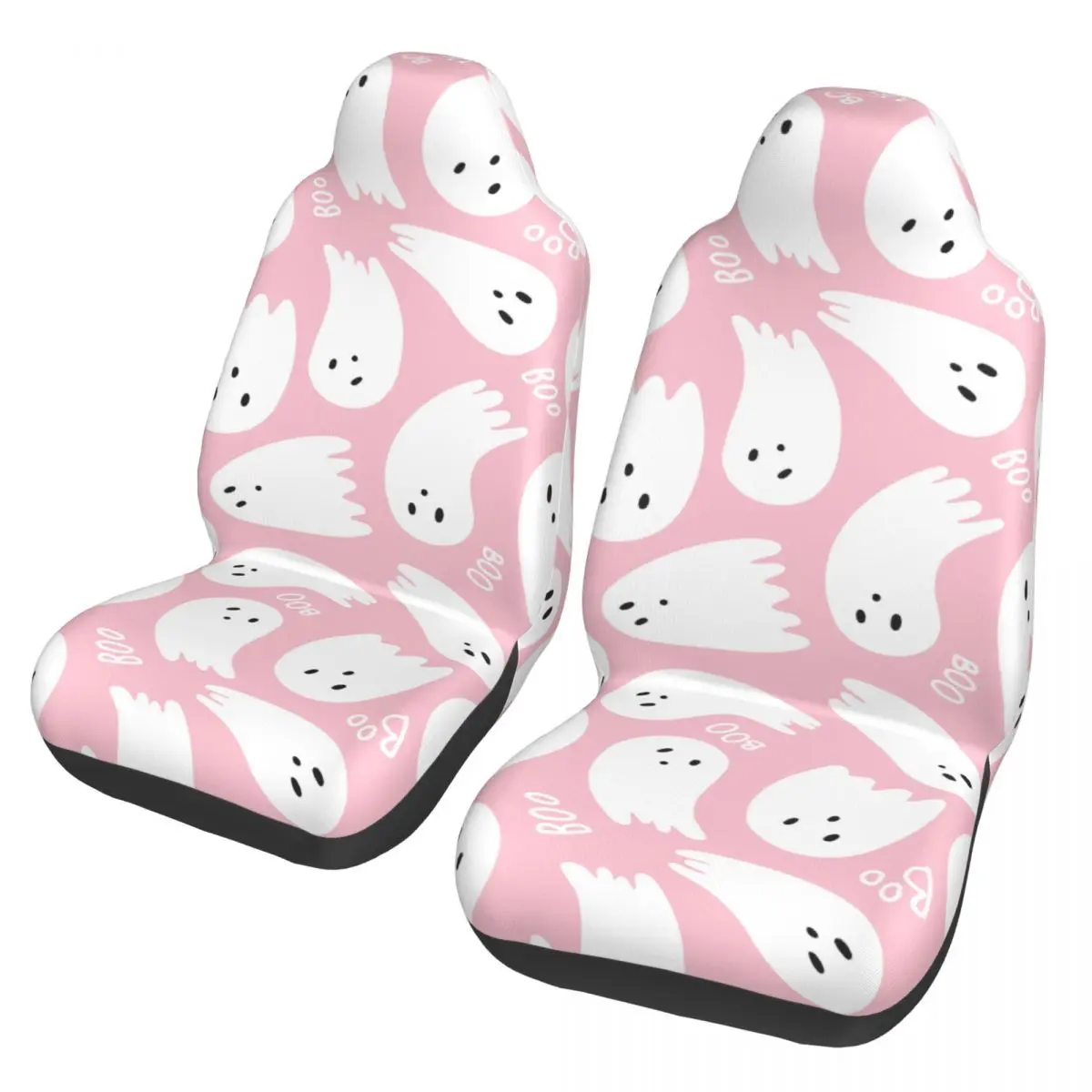 Pink Cute Ghosts Universal Car Seat Cover Waterproof Travel Halloween Seat Covers Polyester Car Accessories