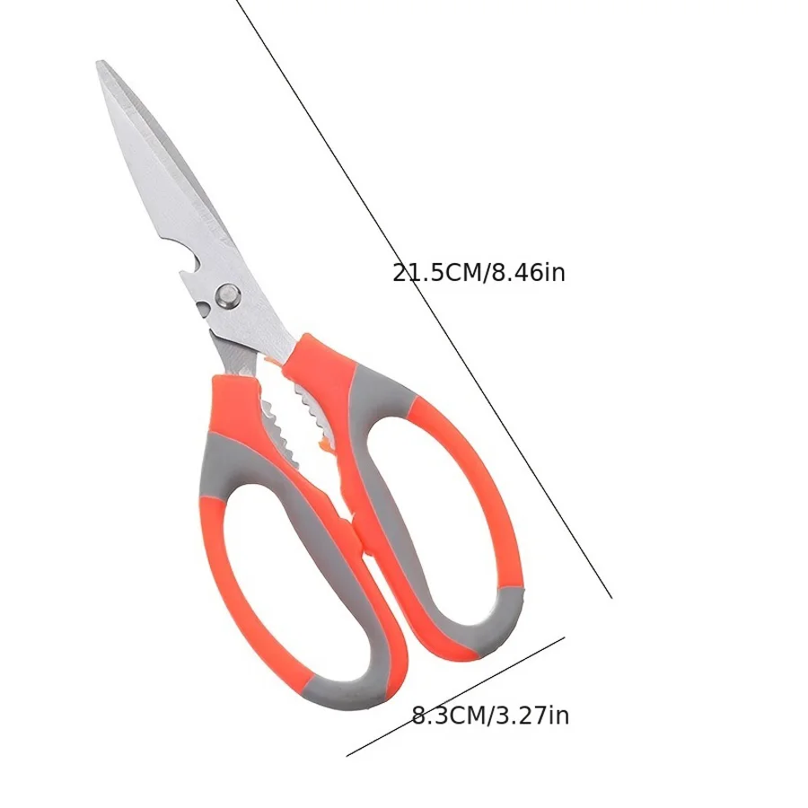 Ciseaux de cuisine multifonctionnels en acier inoxydable, coupe d'os jetables, de viande, de poisson et d'aliments, bain et durable, 1 pièce