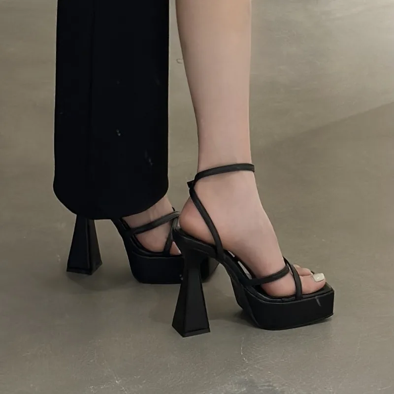 Girls Shoe for Party Club Stripper Heels Women Shoes 2025 Platforms High Heels Sandals Sexy Ankle-Wraps Party Wedding Shoes