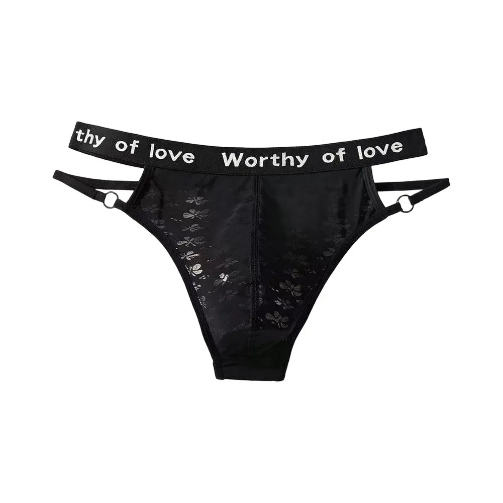 Man's Underwear Mesh Panties Transparent Hollow Out Thong Low Waist T-back  Gays Erotic Open Buttock G-String Underpants