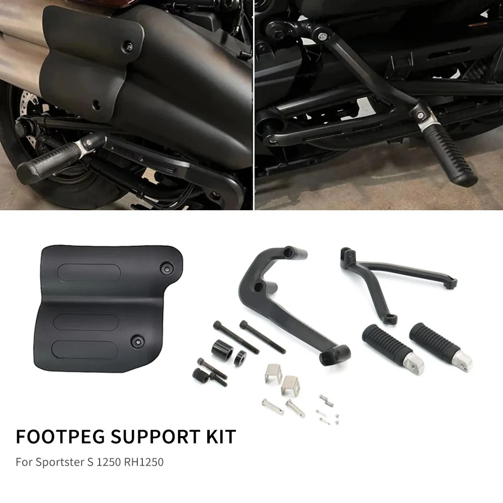 

Pair Rear Passenger Foot Pegs Bracket Foot Pedal Support for Harley Sportster S 1250 RH1250 2021 2022 Foot Rests Mount Black