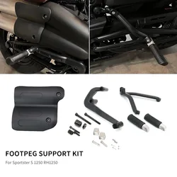 Pair Rear Passenger Foot Pegs Bracket Foot Pedal Support for Harley Sportster S 1250 RH1250 2021 2022 Foot Rests Mount Black