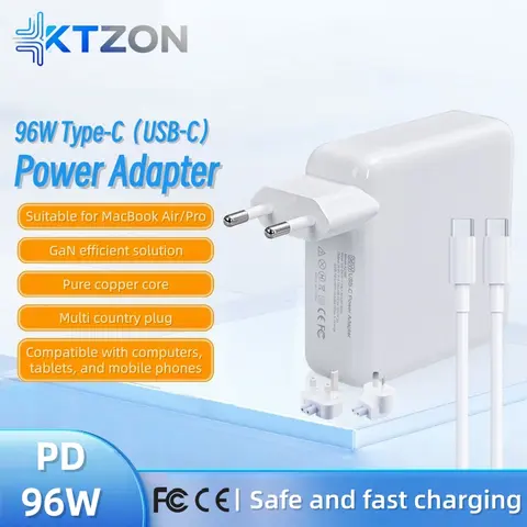 KTZON 96W GaN USB-C Fast Charger for MacBook Pro 16-inch A2141 A2166,FCC/CE Certified PD3.0 QC4.0 PPS 3-in-1 Fast Charge Adapter