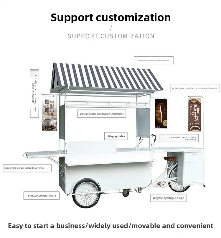 W15- retro mobile dining car commercial street camping coffee cart small bar catering light food sales truck