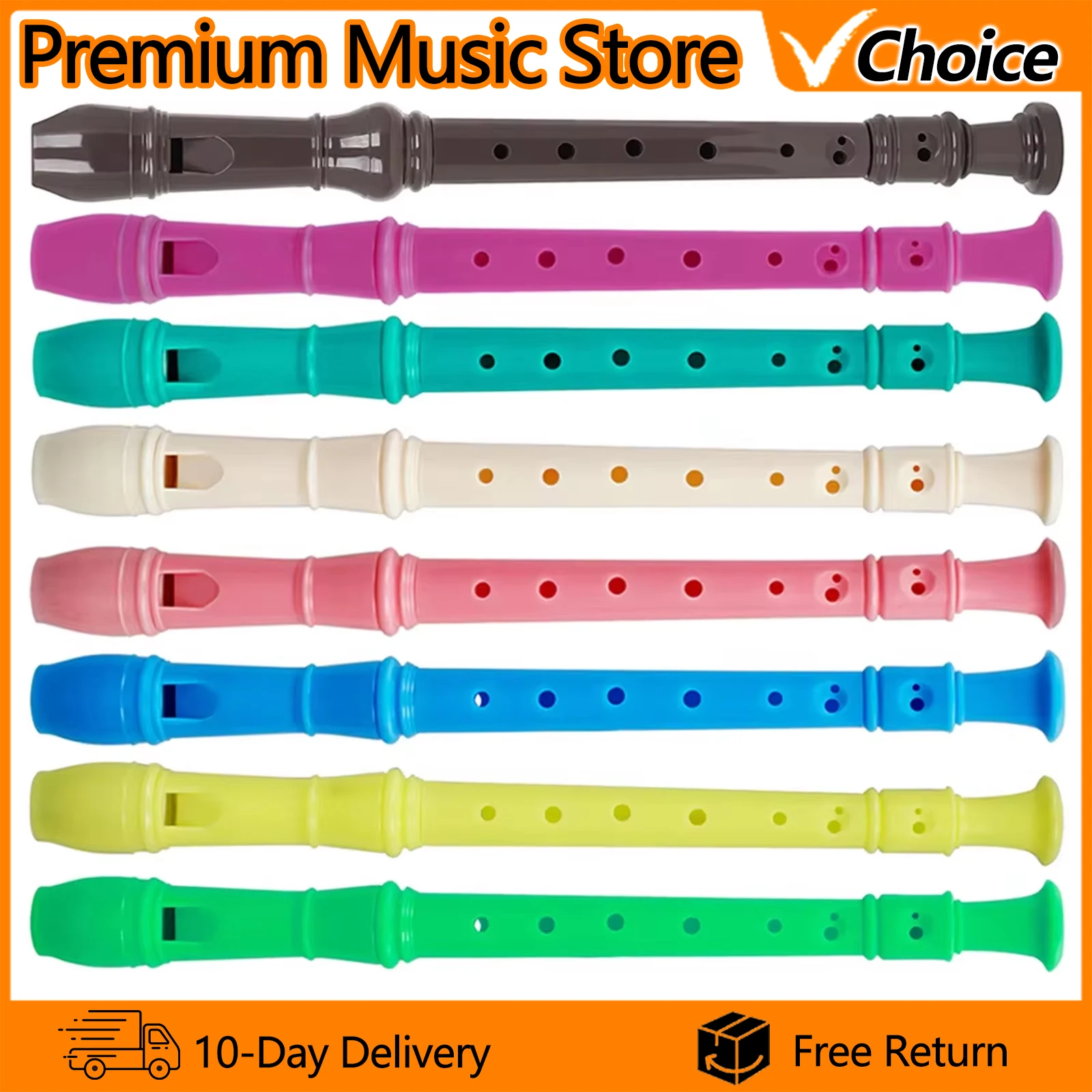 8 Hole Recorder Soprano ABS Vertical Flute Clarinet Long Flute Recorder for Children Beginner Music Education Musical Instrument