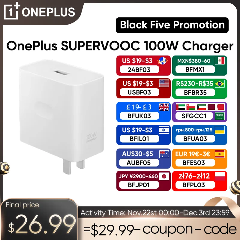 Oneplus-SUPERVOOC-100W Single Port Super Flash Charger for OnePlus 12 OnePlus ACE 3 OnePlus Nord 4