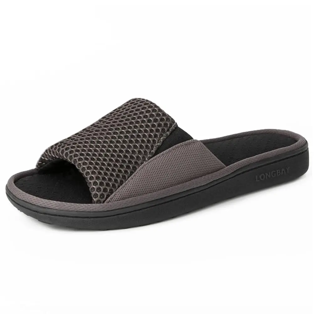 

Men's Comfy Memory Foam Slide Slippers Breathable Mesh Cloth House Shoes