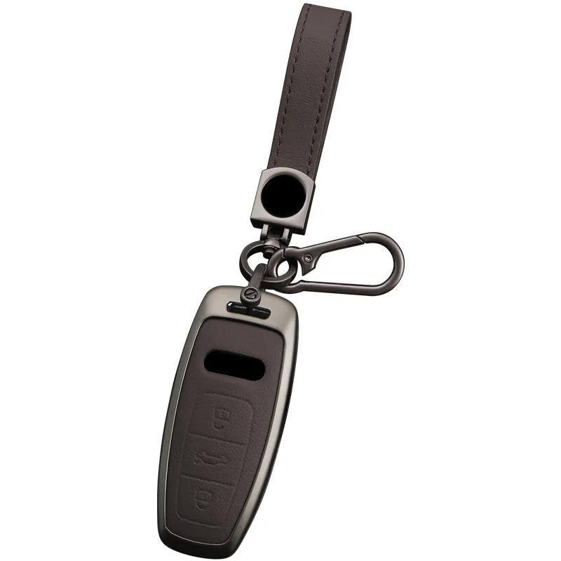 Zinc Alloy Leather Car Key Case Remote Control Protector For Audi TT TTRS 8j 8n 8s mk1 mk2 mk3 S line Keychain Accessories