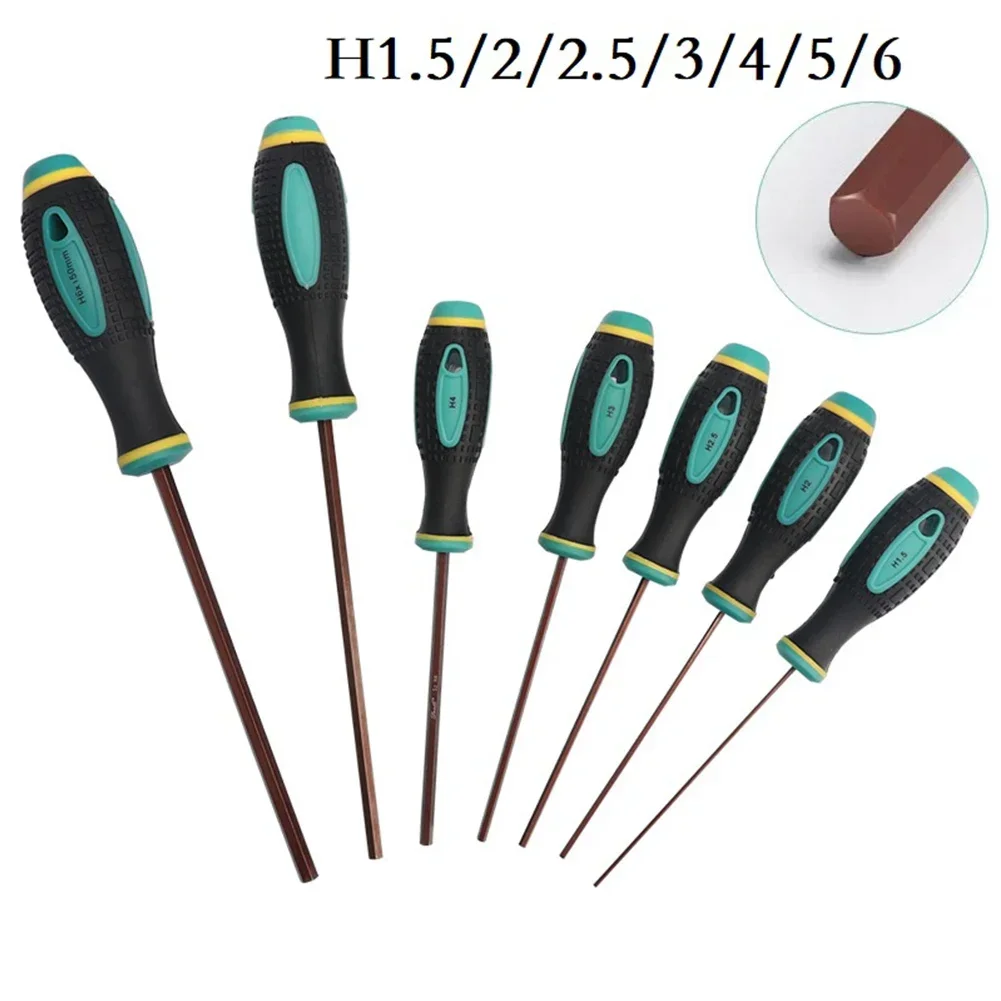 1pc Hexagon Screwdriver H1.5-H6 Hex Head Hex Shank Magnetic Tip Hex Screwdriver Nonslip Handle Grip Screw Driver Repair Tools