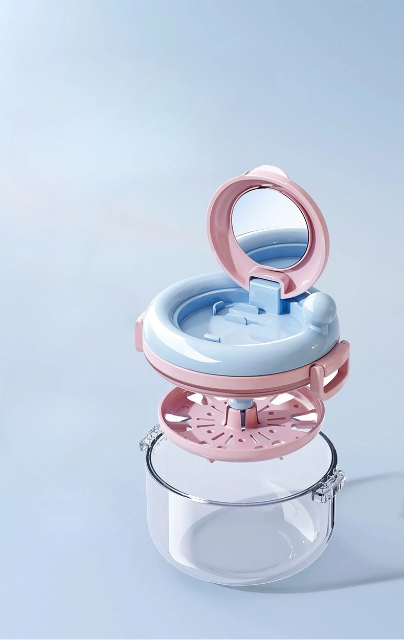 Dopamine 2-in-1 Hand cranked Toothpaste Cleaner with Mirror Child Orthodontic Retainer Denture Storage Box