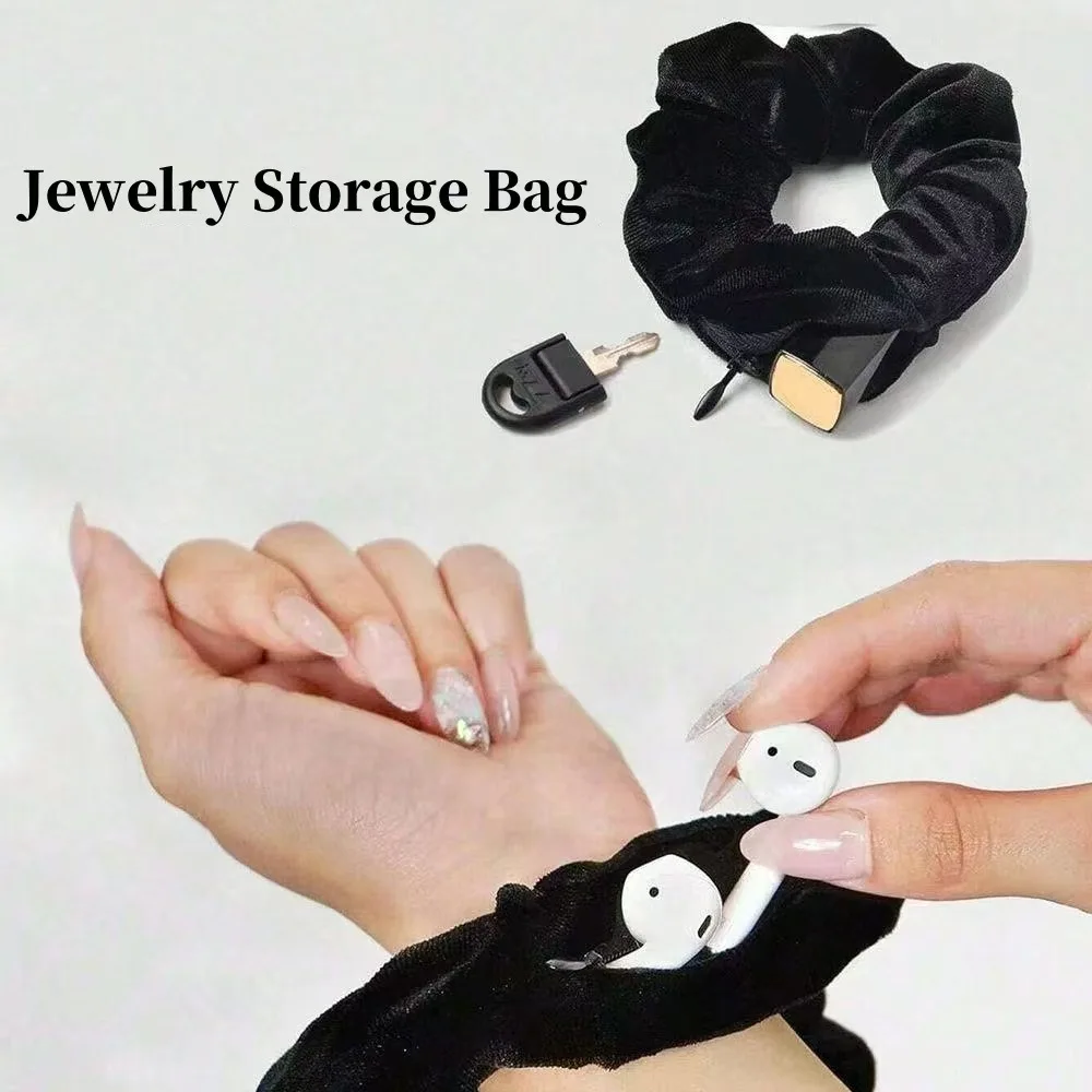 1PCS/Elásticos de Cabelo de Veludo Esportivos e Modernos com Bolsos com Zíper, Faixas de Cabelo de Laço Grande, Acessórios de Cabelo para Mulheres