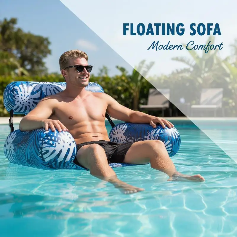 

Inflatable Pool Lounger Chair Heavy-Duty Design with Water Noodles for a Comfortable and Relaxing Experience