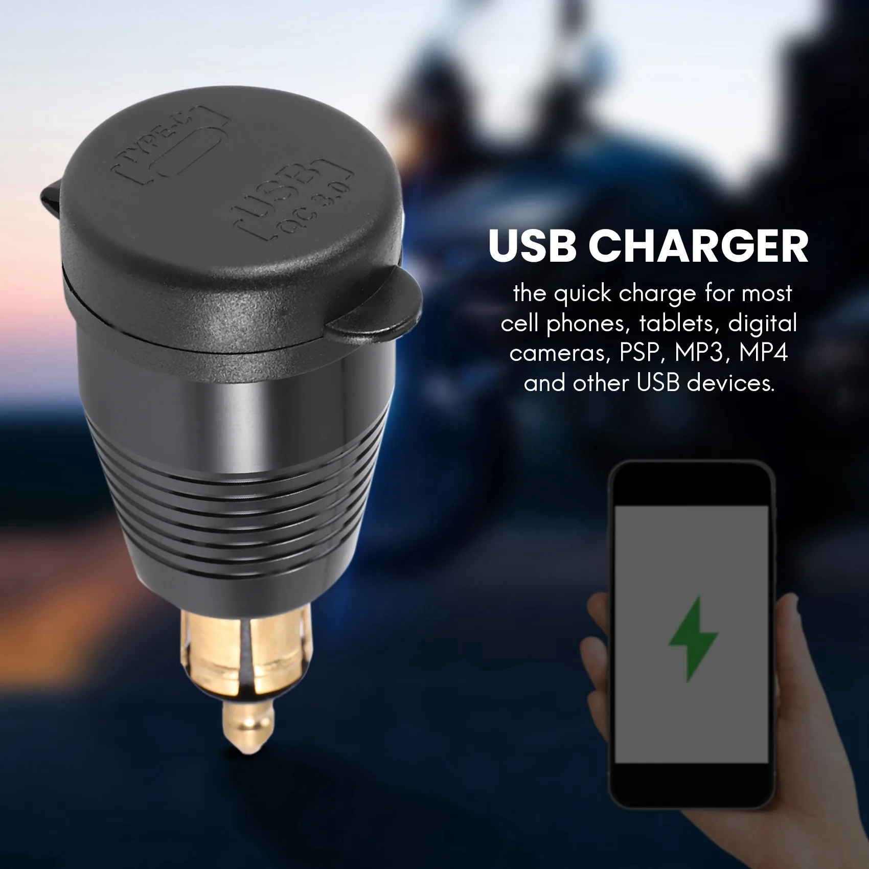 Caricabatterie impermeabile con spina DIN per moto a caricatore USB QC3.0 e presa adattatore di alimentazione di tipo C 30W