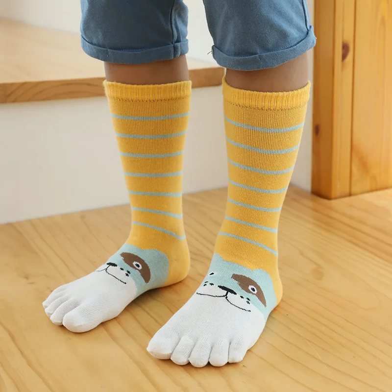 3-12Years Old Boys GirlsToe Socks Cute Cartoon Cotton Children Floor Stockings Toddler Warm Autumn Spring Five Finger Sock 2-12Y