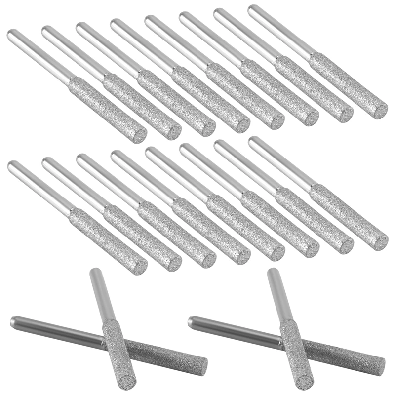 

N96R 20 Pcs Chainsaw Sharpener Stone Diamond Coated Cylindrical Burr Polishing Grinding Tool Grinding Bits, 5/32 Inch/ 4 Mm