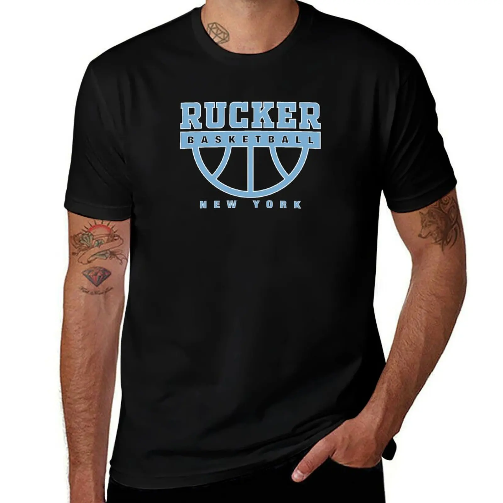 Rucker Basketball T-Shirt Basic Solid Color Short Sleeve Cotton Top T-Shirt