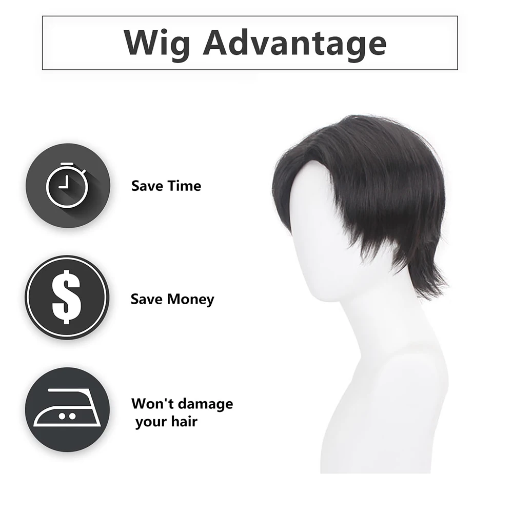 أنيمي Jujutsu Kaisen Yuta Okkotsu تأثيري الاصطناعية شعر أسود قصير مناسب للحزب اليومي لعب الأدوار شعر مستعار مقاوم للحرارة