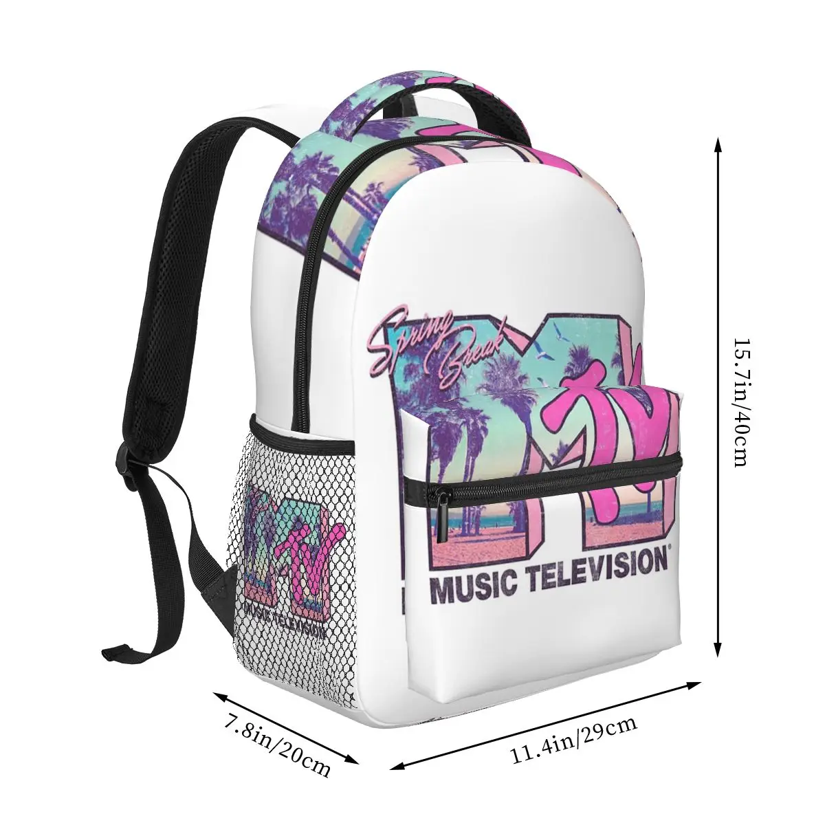 MTV Spring Break Beach-Side Logo Backpacks Boys Girls Bookbag Children School Bags Cartoon Rucksack Shoulder Bag Large Capacity