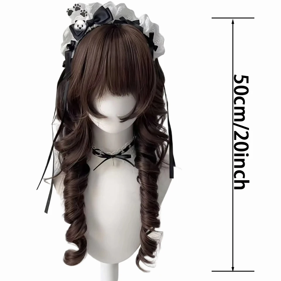 Lolita Wig with Bangs Jellyfish Head Long Curly Hair High Temperature Fibers Synthetic Wig for Cosplay Halloween Christmas gift
