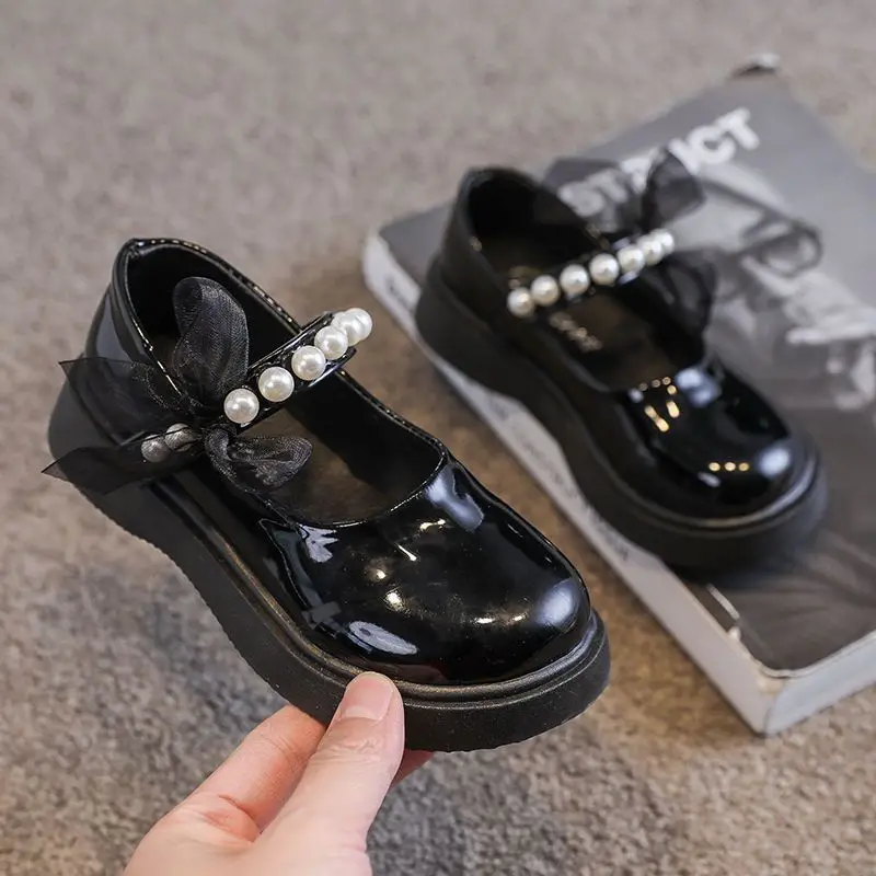 Children's Shoes leather Shoes Girls Casual Shoes Beading Princess Kids Flats Slip-on Fashion Spring Brand 2026 New loafers