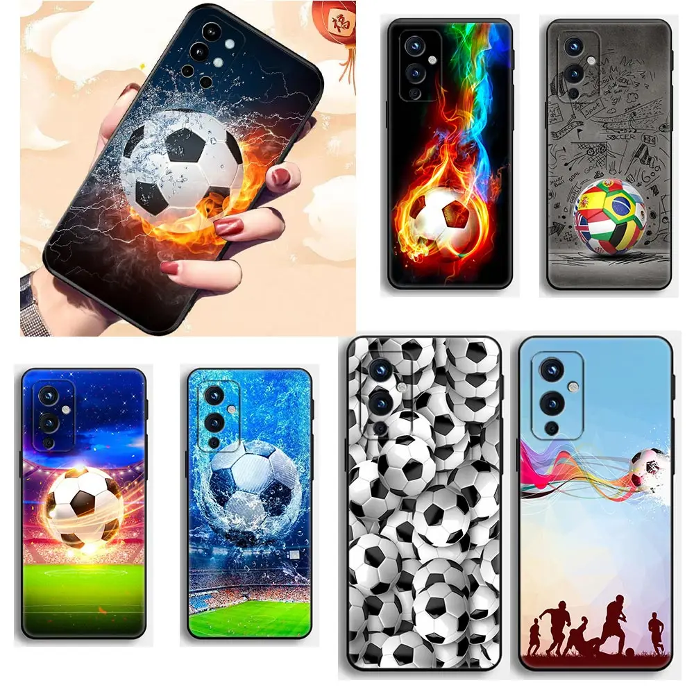 Fundas Phone Case for OnePlus Z 7 7T 8 8T 9 9R 9TR 10 Nord 2 CE N200 N100 N10 Pro 5G TPU Cases Coques Fire Football Soccer Ball