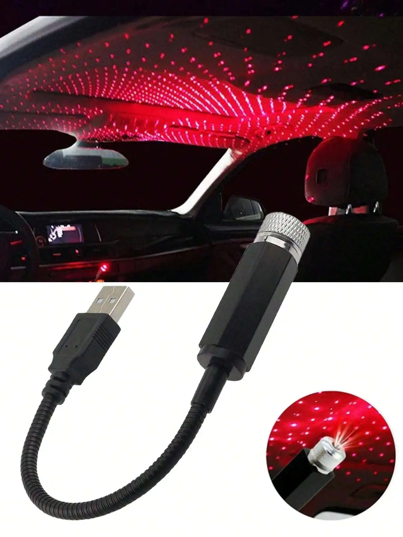 

USB LED Car Roof Star Night Light Projector Atmosphere Lamp USB Decorative Adjustable For Auto Roof Room Ceiling Decoration