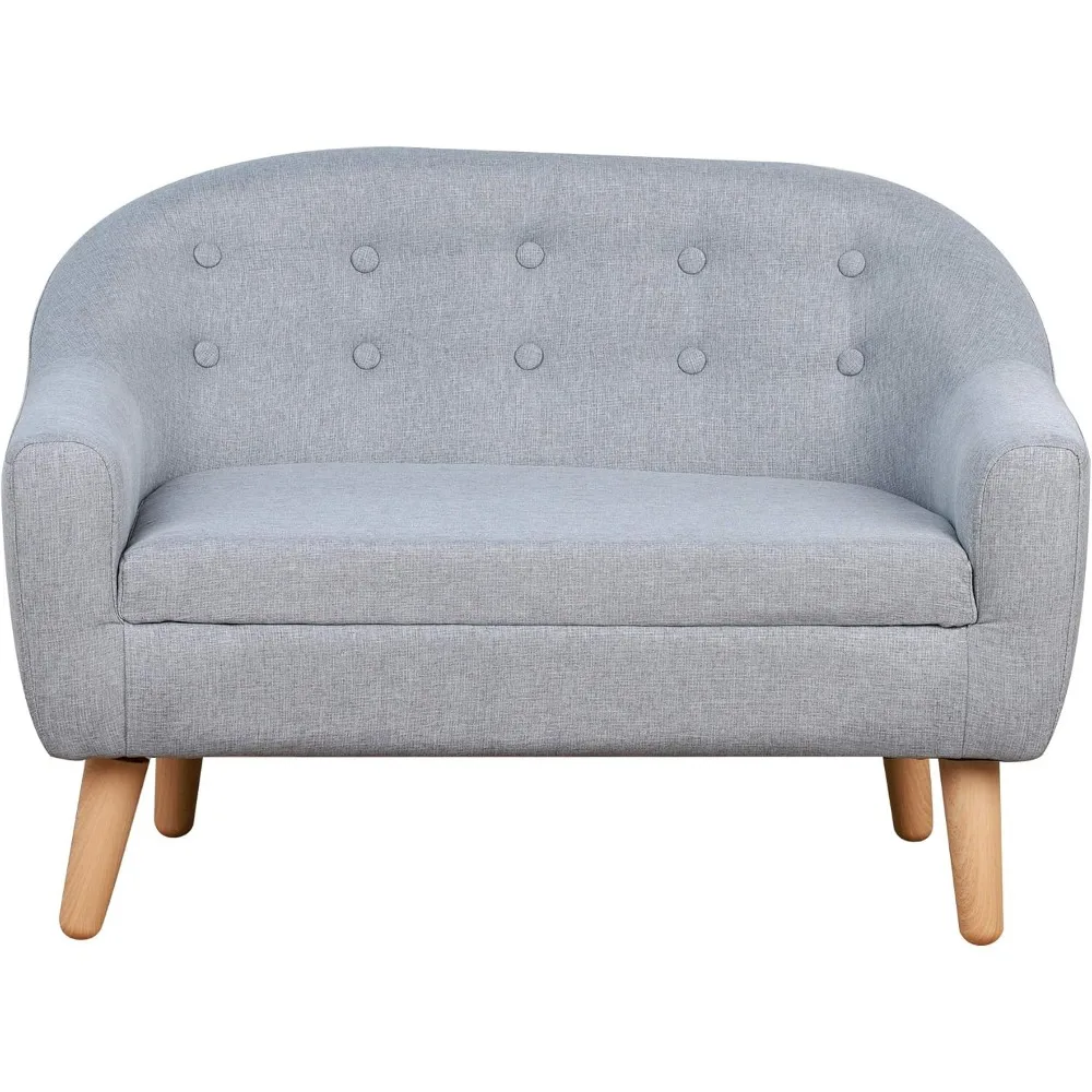 

2-Seat Kids Sofa, Toddler Sofa Couch, Linen-Like Fabric and Wooden Frame Sofa Chair for Ages 3-7, High Seat