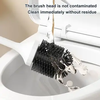 Elektrický WC kartáč a držák sada dobíjecí silikonový čistič WC mísy pro karavany a malé koupelny 8 nejlepší prodej silikonové toaletní kartáče - №6