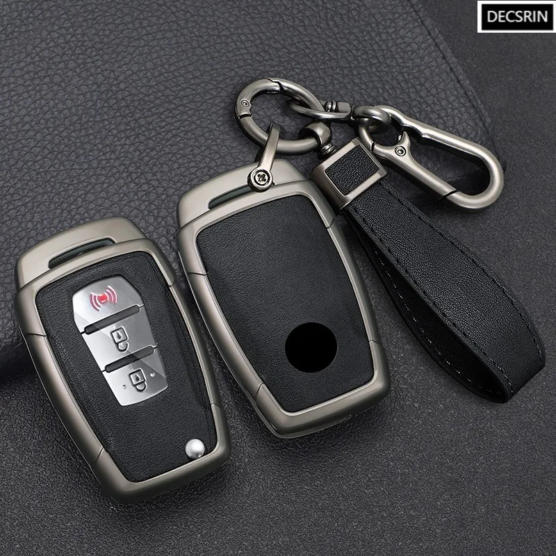 Zinc Alloy+ Leather Car Flip Key Case Cover Shell Fob For SsangYong Kyron 2 Sanka Actyon Korando Tivoli Protective Accessories