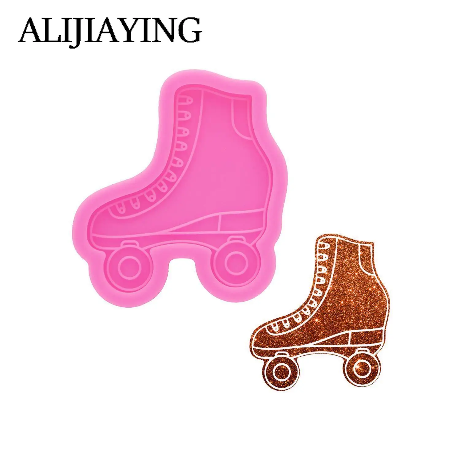 DY1033 Glossy Figure Skate Phone Grip Resin Mold for Badge Reel Epoxy, DIY Skating Shoes Crafts Molds Candy Chocolate for Cake