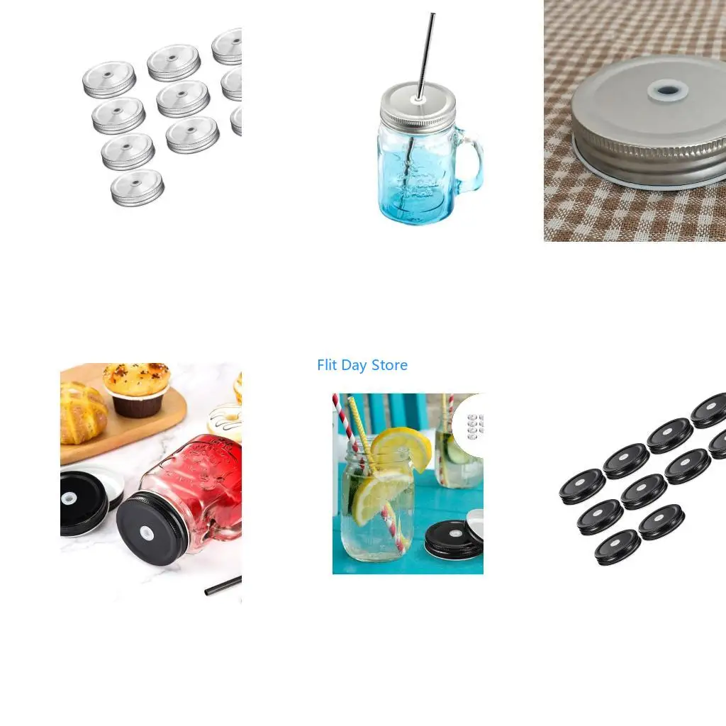 F92C Leak Proof Regular Mouth Jar Lid with Straw Hole Practical Drinking Lid