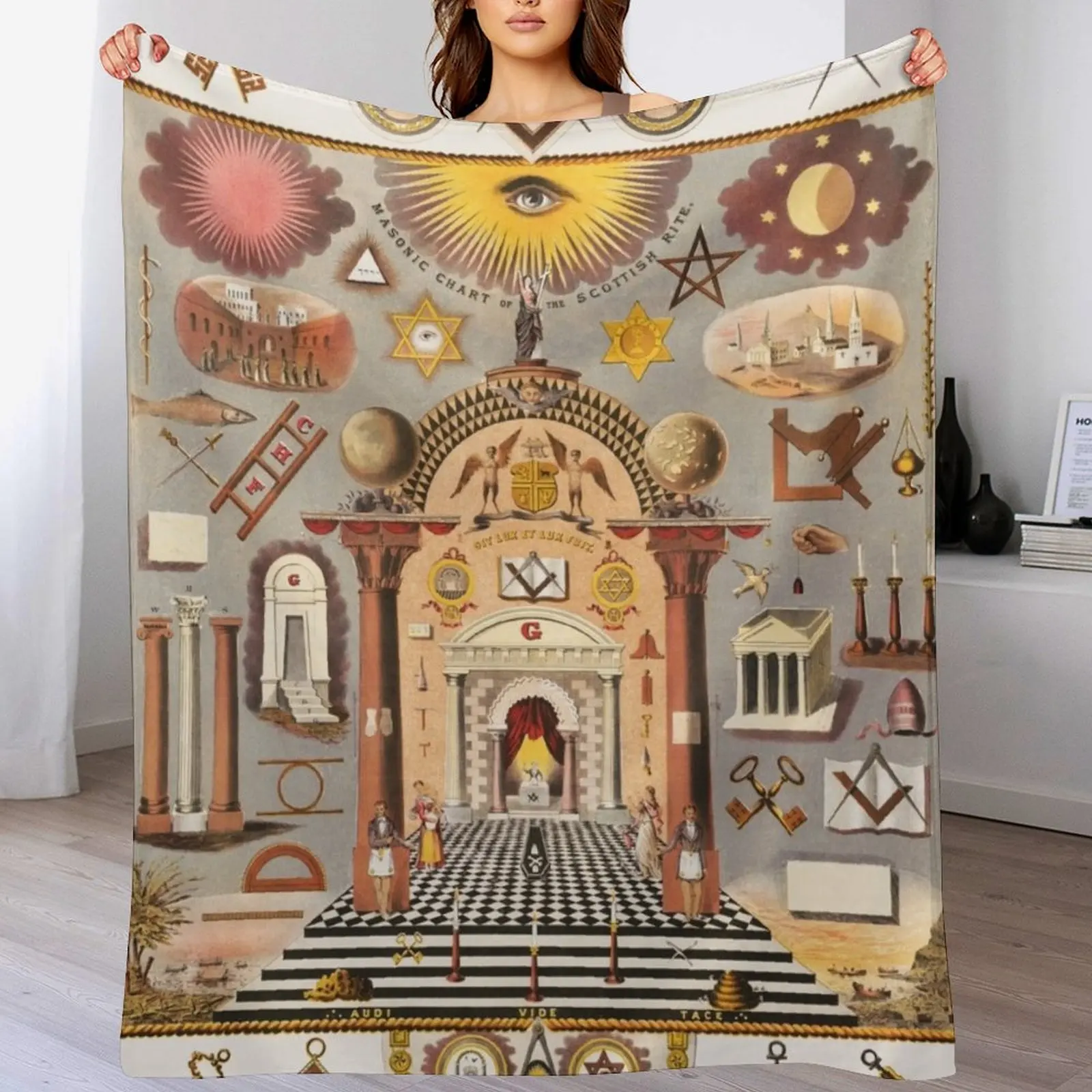 

Masonic Chart Throw Blanket Sofas Winter beds Camping valentine gift ideas Blankets