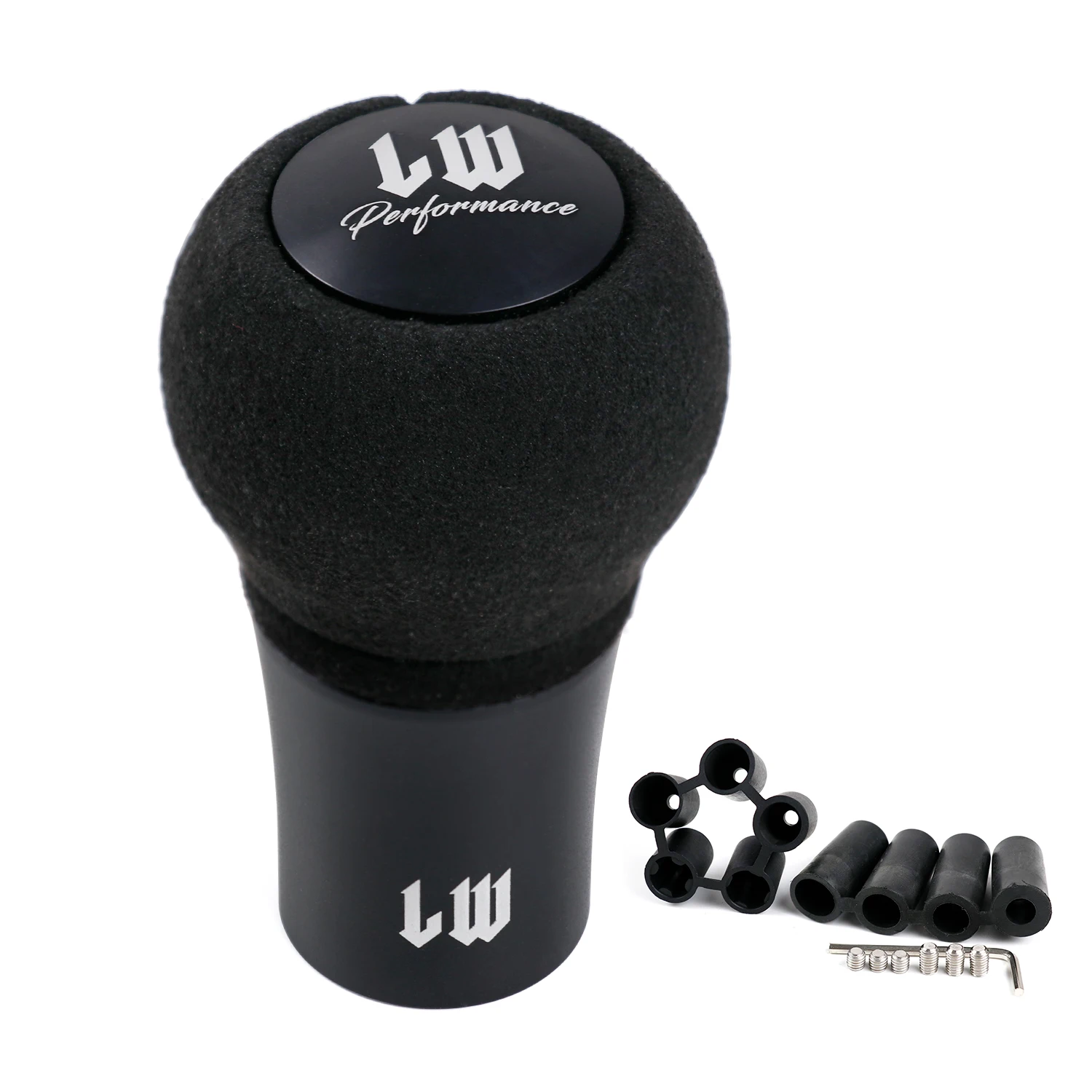 1X LW BLACK EDITION Car Gear Shift Knob Suede Leather Manual Transmission Stick Shifter Lever