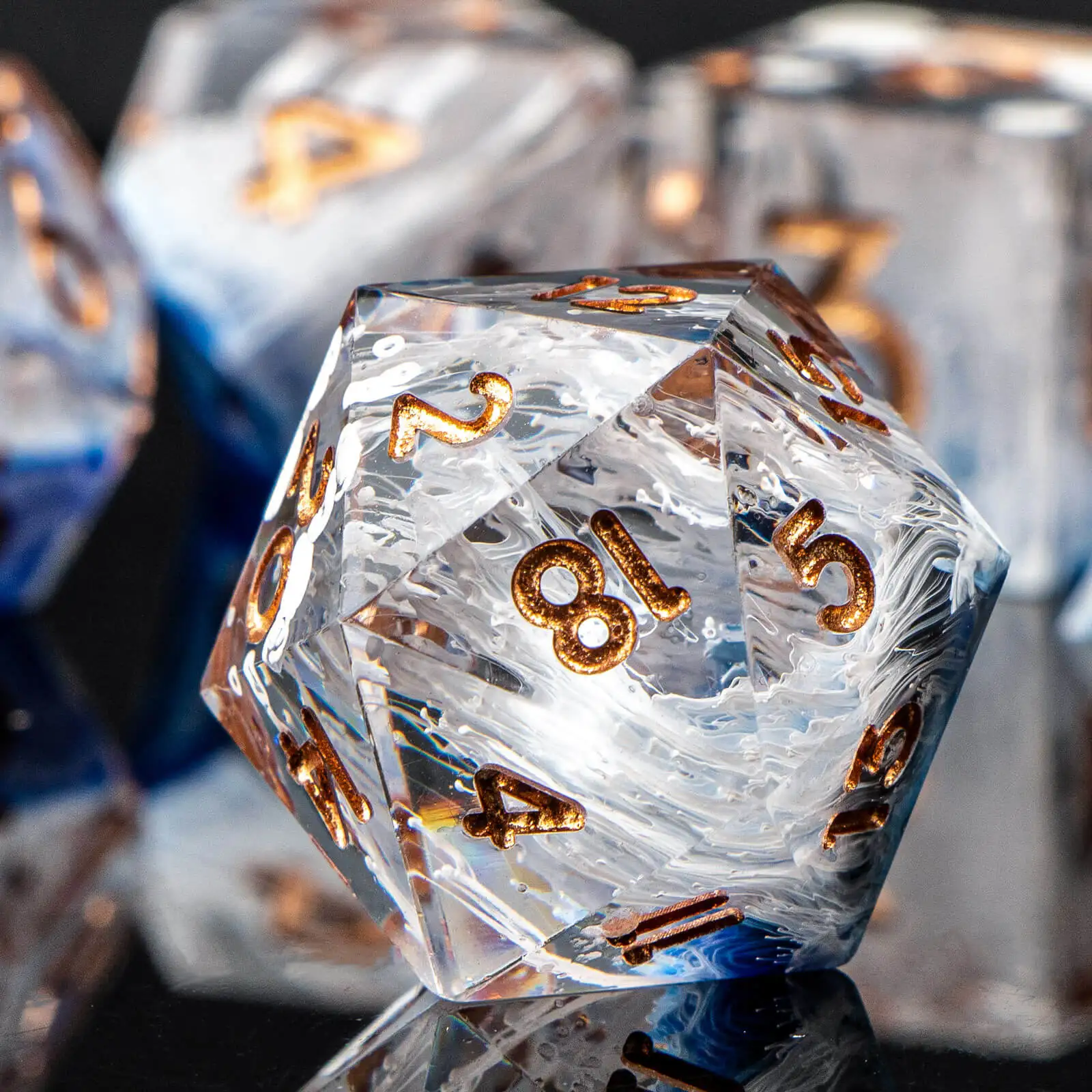 Resin Sharp Edged DND Dice, Handmade Dungeons and Dragons Dice Set D&D, RPG Polyhedral D and D Dice Set for Role Playing Game