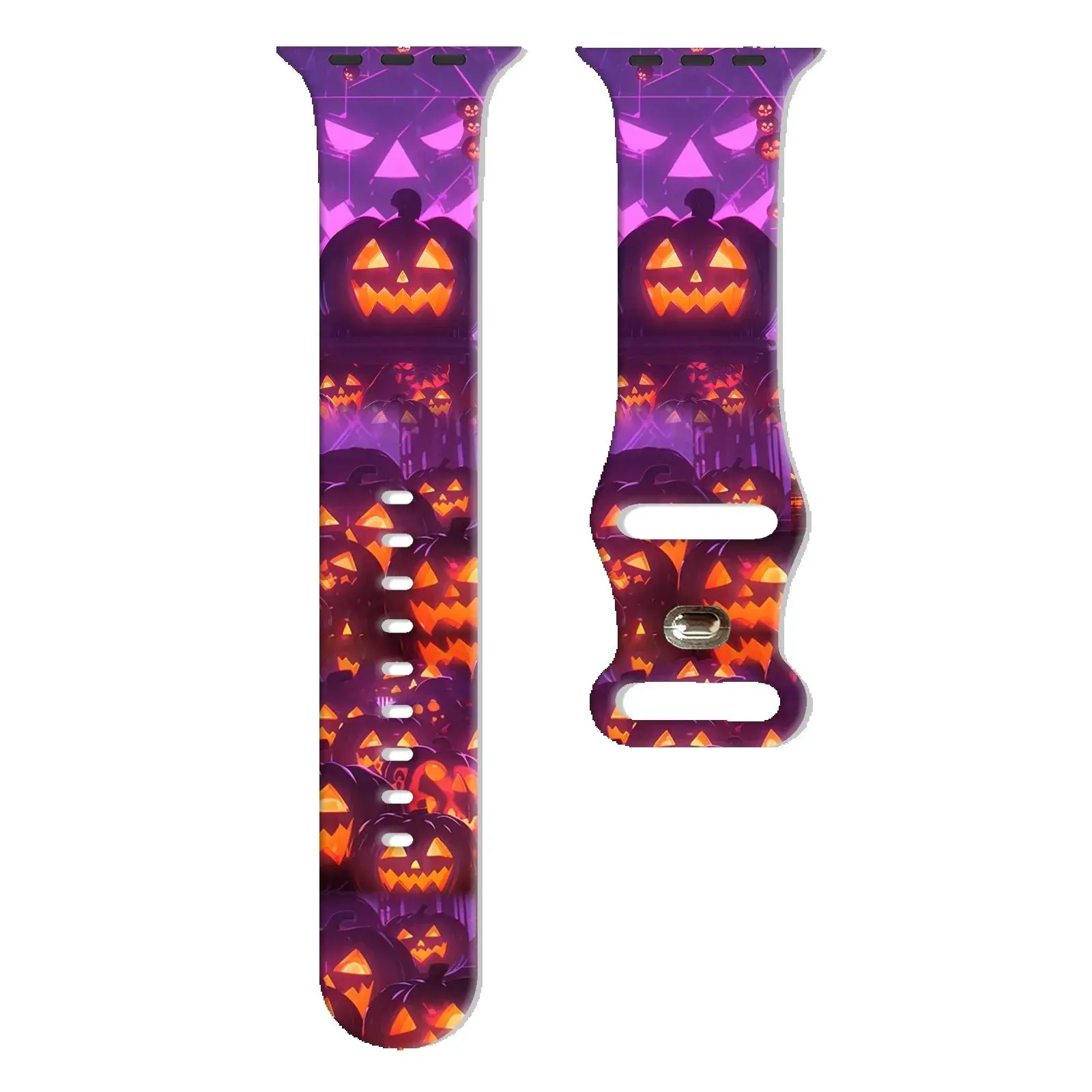 

Halloween Pumpkin printed watch strap for Apple Watch 10 9 8 7 Silicone Band Replaceable Bracelet for iWatch 38mm 40mm 41mm 42mm
